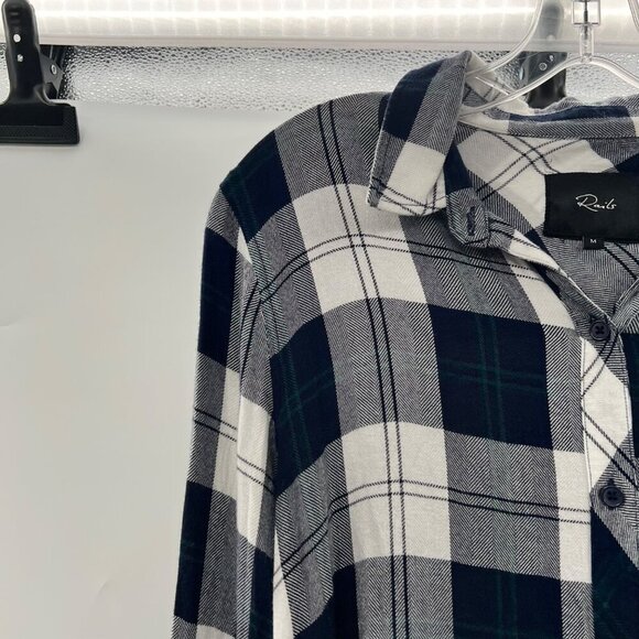 Rails Women's Long Sleeve Button Up Plaid Shirt Navy/White Size Medium - Picture 3 of 9